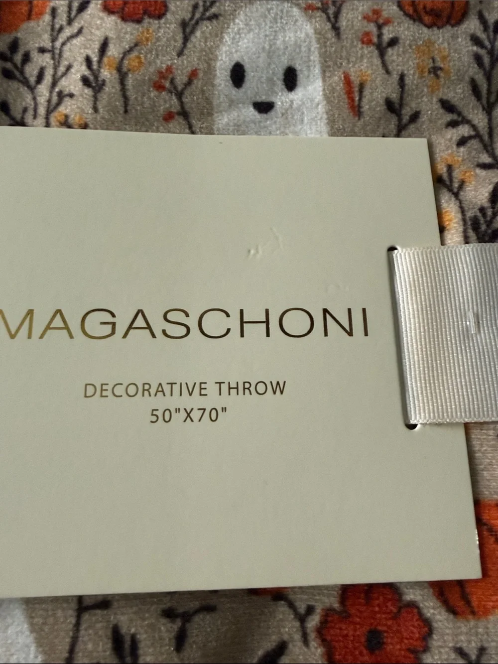 MAGASCHONI Halloween Ghost & Pumpkin P Throw - Beige/White/Orange